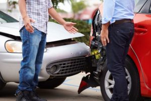 Drivers arguing after an accident. 