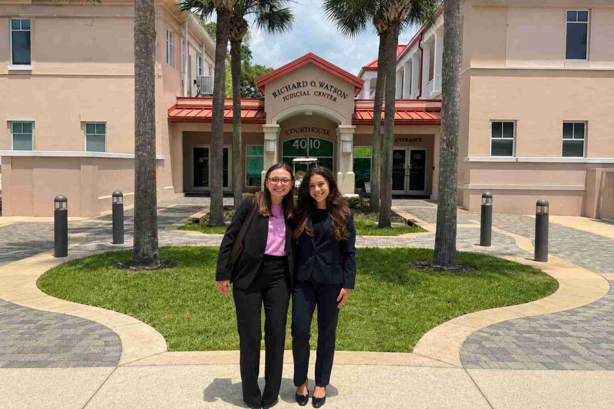 Ansbacher Law clerks Bianca Papa and Logan Hopson at the St. Johns County Courthouse